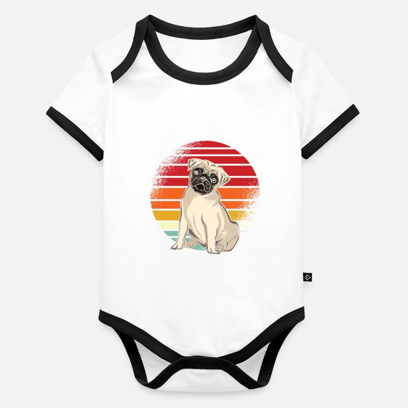Mops Retro Baby Bio-Kurzarm-Kontrastbody