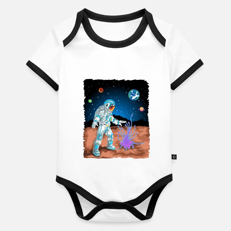 astronaute sur Mars Body Bébé bio contrasté manches courtes