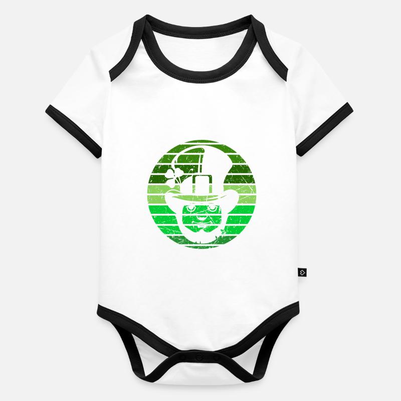 Chemise de la Saint-Patrick Body Bébé bio contrasté manches courtes