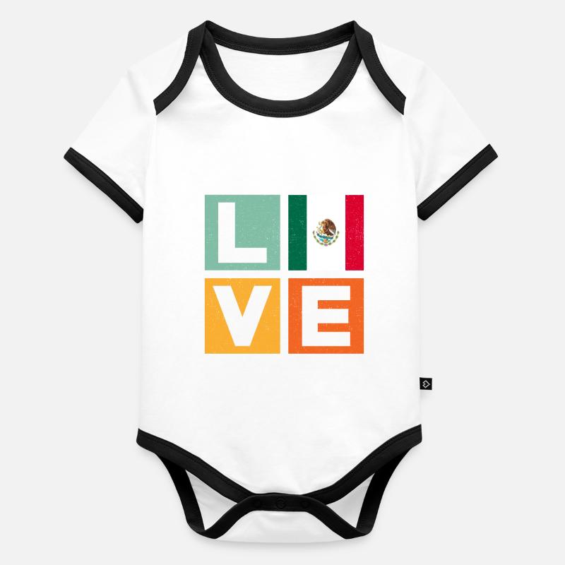 Mexique Amour Body Bébé bio contrasté manches courtes
