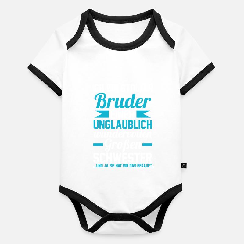 Ich bin stolzer Bruder einer großen Schwester Baby Bio-Kurzarm-Kontrastbody