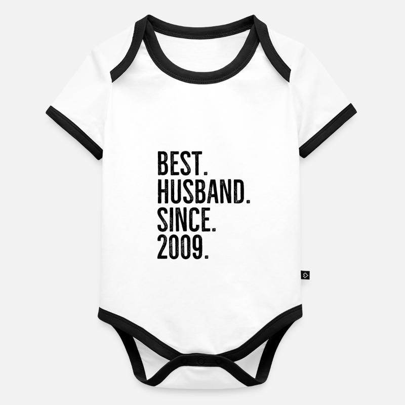 Best Husband Since 2009 Organic Baby Contrasting Bodysuit