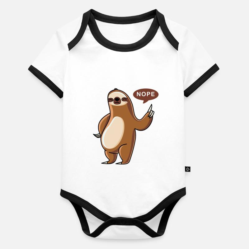 Funny sloth Lazy Nö Statement Organic Baby Contrasting Bodysuit