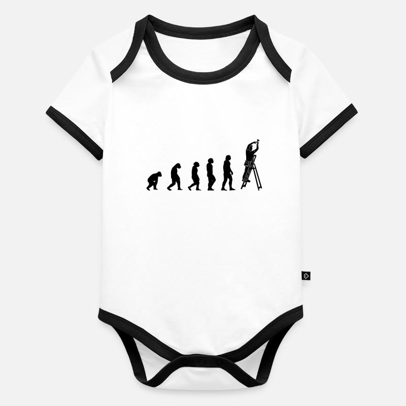 Electrician with tools on caretaker ladder, Organic Baby Contrasting Bodysuit
