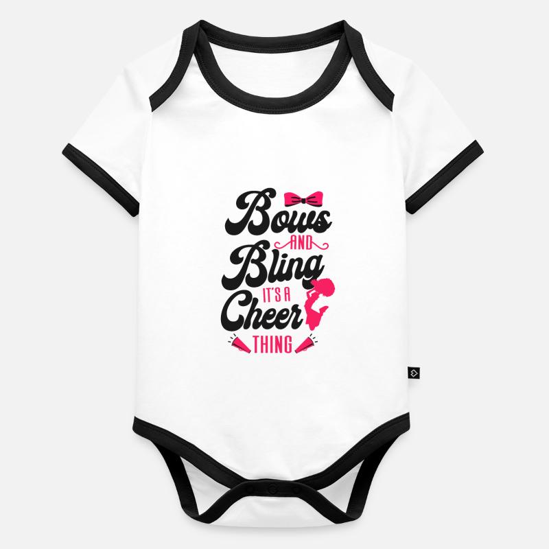 Cheer Cheerleading Bows And Bling Organic Baby Contrasting Bodysuit
