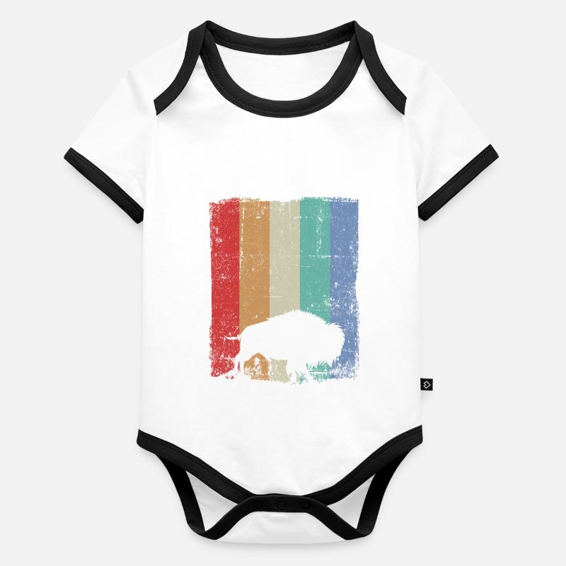 Bison Wisent Body Bébé bio contrasté manches courtes