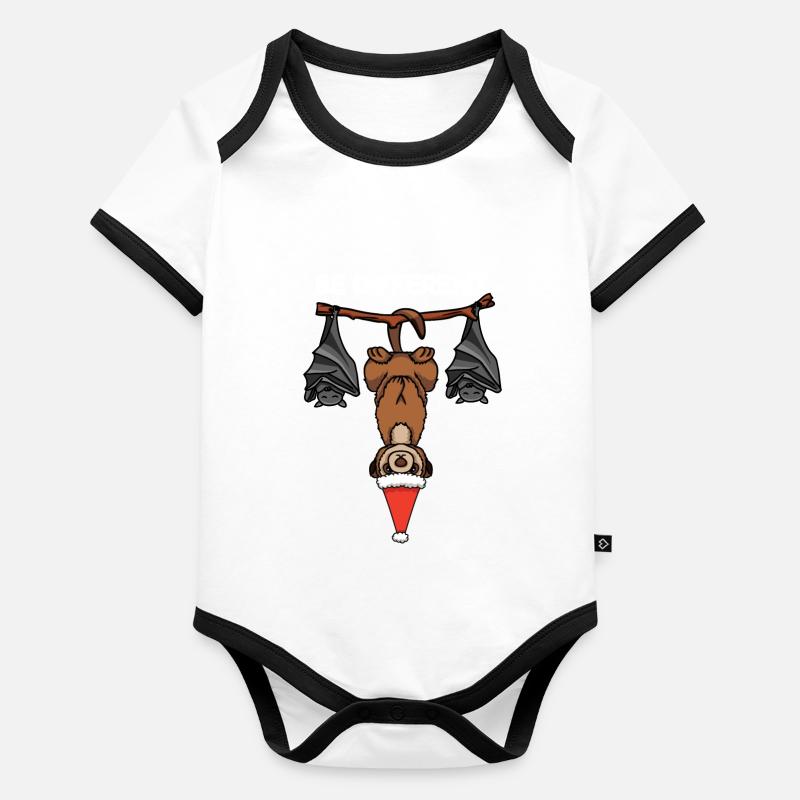 Be Different Erdmännchen Fledermaus Weihnachten Baby Bio-Kurzarm-Kontrastbody