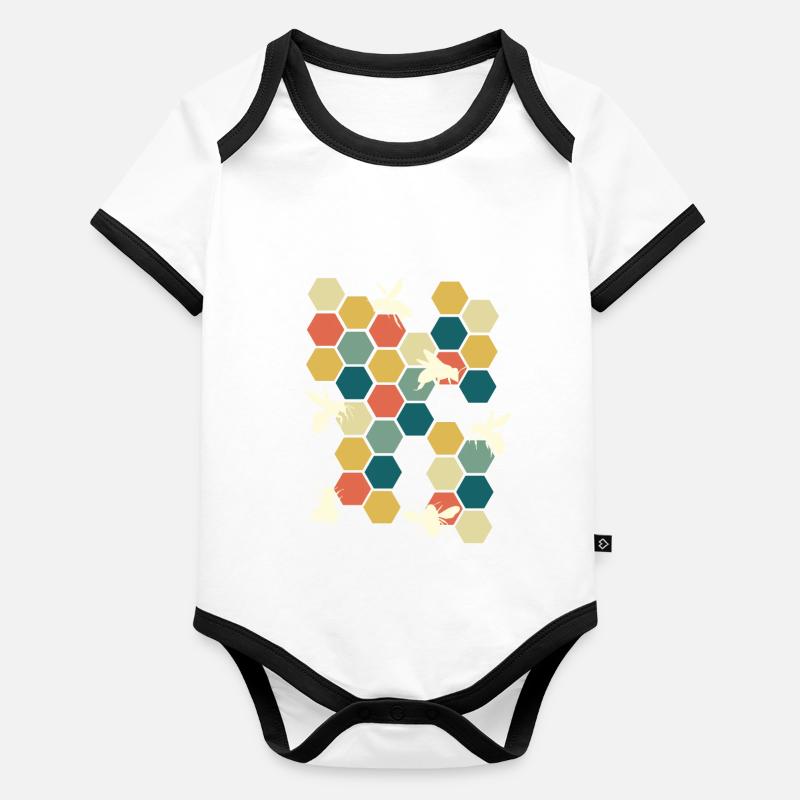 Honeycombs Beehive Beekeeper Organic Baby Contrasting Bodysuit