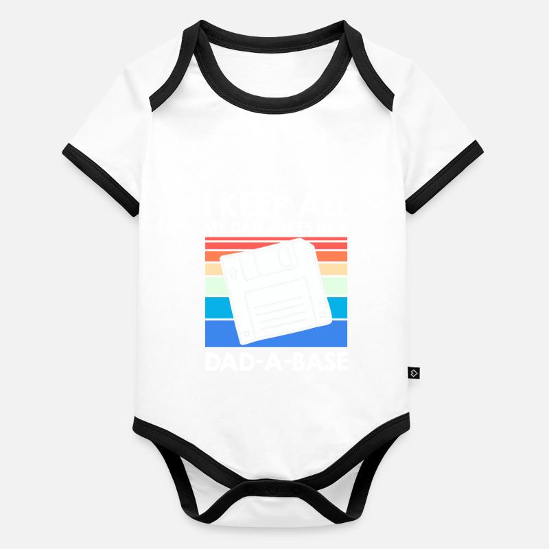 Keep my Jokes in a Dad-a-base Papa Witze Baby Bio-Kurzarm-Kontrastbody