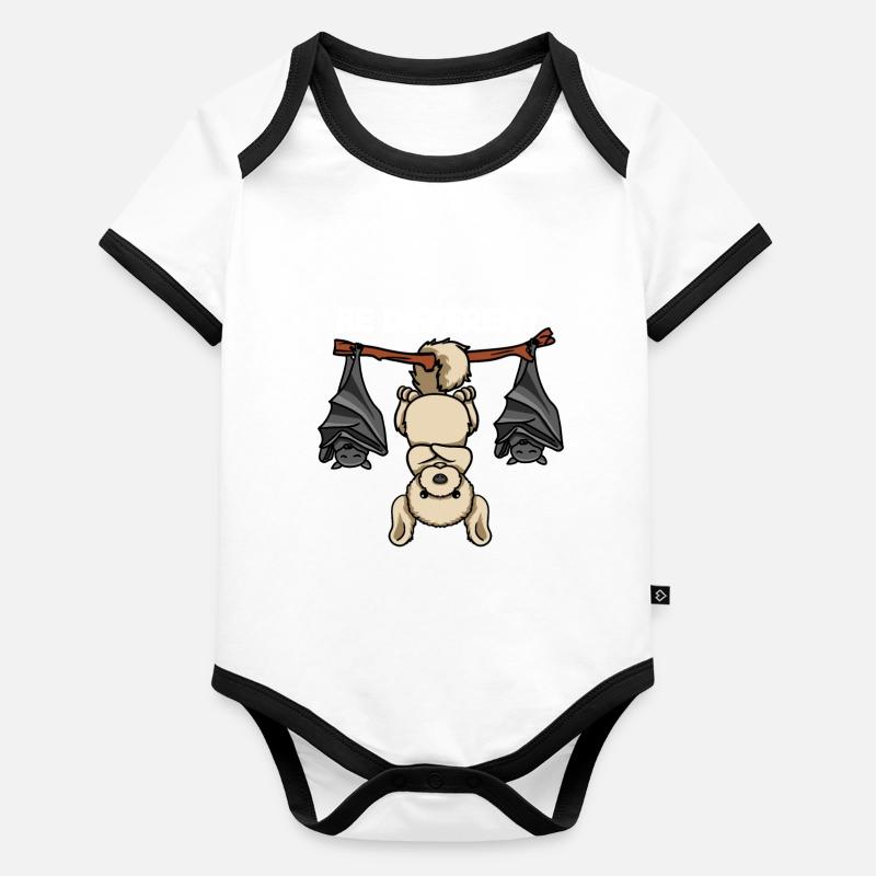 Be Different Labrador mit Fledermäusen Baby Bio-Kurzarm-Kontrastbody