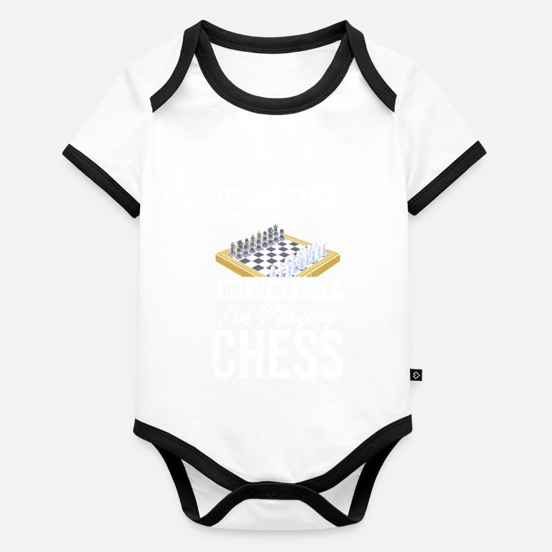 Jeu de plateau cadeau d’échecs Jeu d’échecs Échiquier Body Bébé bio contrasté manches courtes
