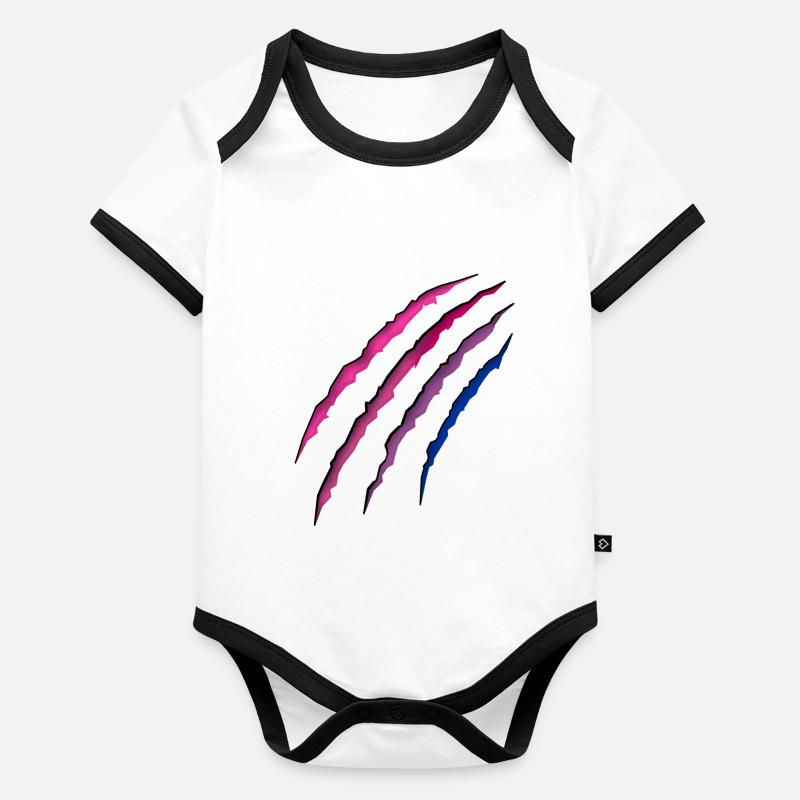 Bisexual Bi Pride Flag Scratch Baby Bio-Kurzarm-Kontrastbody