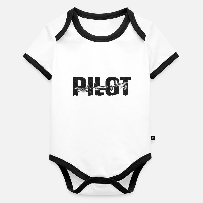 Pilote d’avion Vintage Pilot Body Bébé bio contrasté manches courtes
