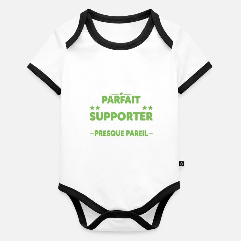 Supporter De Saint Étienne Body Bébé bio contrasté manches courtes