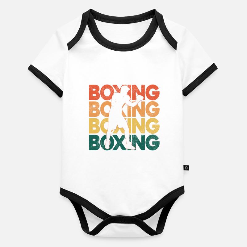 Boxe Rétro Vintage Boxe Body Bébé bio contrasté manches courtes