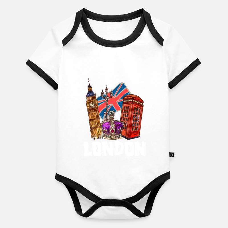 Londres Body Bébé bio contrasté manches courtes