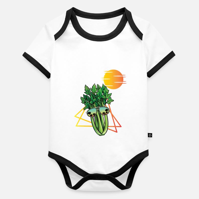 Céleri Rétro Body Bébé bio contrasté manches courtes