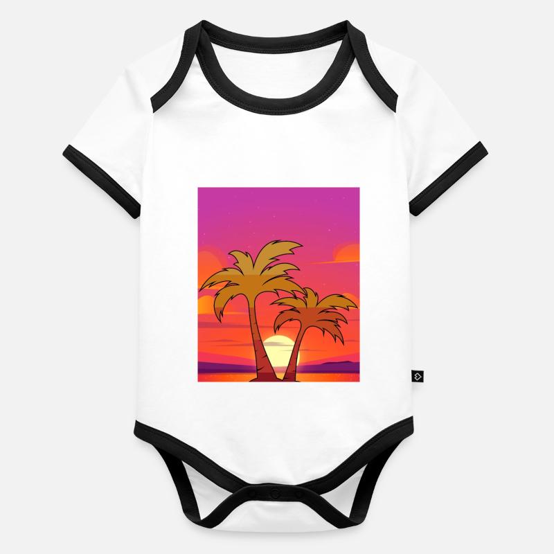 Palm trees Organic Baby Contrasting Bodysuit