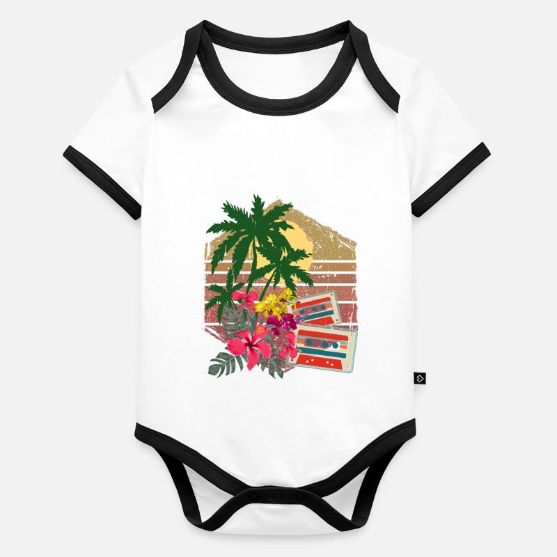 Palm trees Organic Baby Contrasting Bodysuit