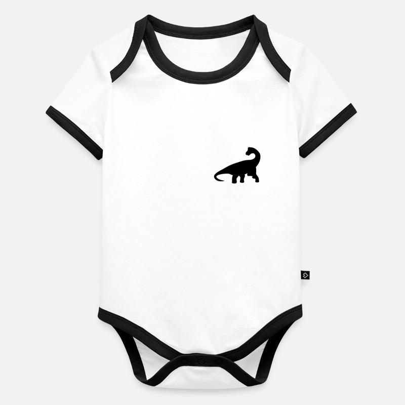 Badge - Cute Dinosaur Brachiosaurus Organic Baby Contrasting Bodysuit