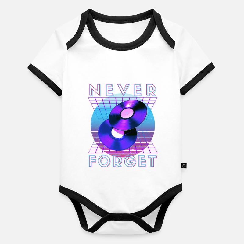 Never Forget Retro 80er 90er Nostalgie Baby Bio-Kurzarm-Kontrastbody