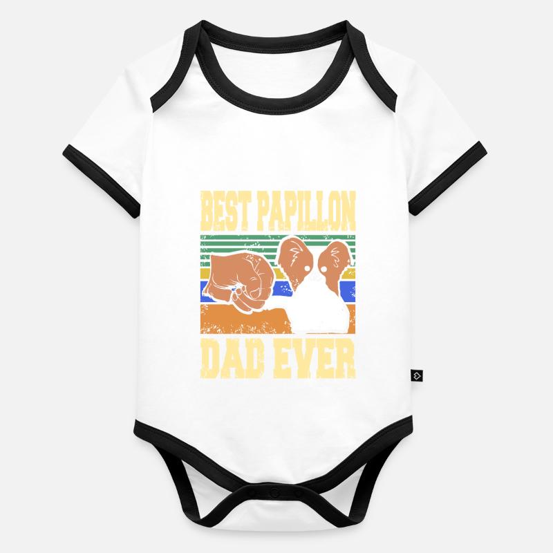 Meilleur Papillon Papa Ever Toy Spaniel Body Bébé bio contrasté manches courtes