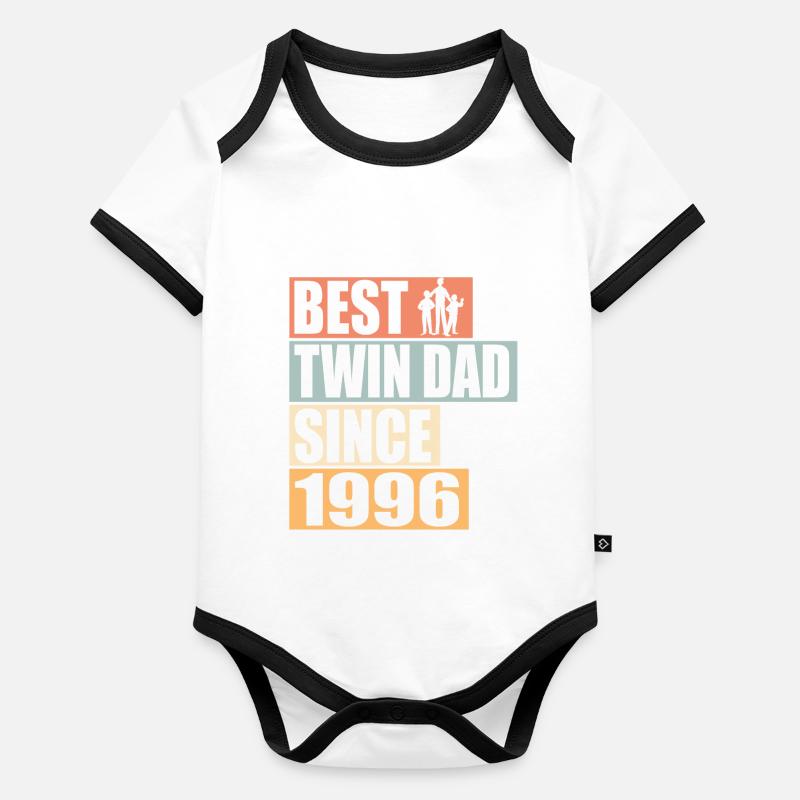 Zwillinge Vater Zwillingsvater seit 1996 Baby Bio-Kurzarm-Kontrastbody