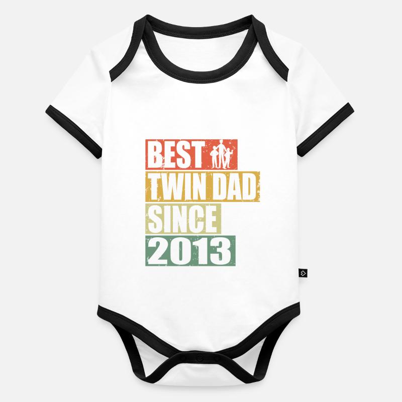 Zwillinge Vater Zwillingsvater seit 2013 Baby Bio-Kurzarm-Kontrastbody