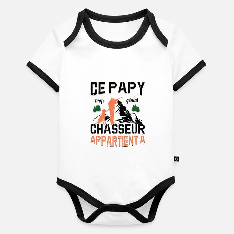 Ce Papy Trop Génial Chasseur Appartient À [NOM] Body Bébé bio contrasté manches courtes