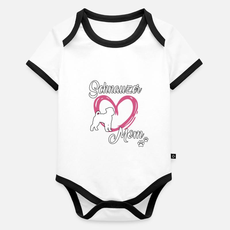 Schnauzer Maman Maîtresse École de chiens Géant Schnauzer Body Bébé bio contrasté manches courtes