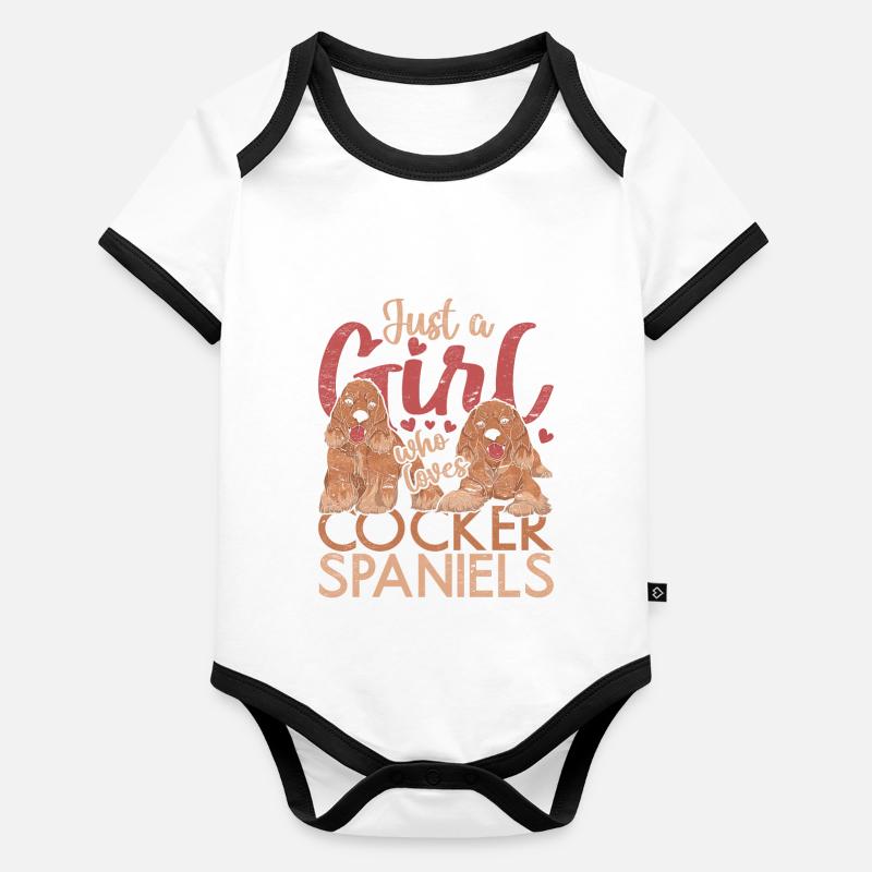 Chiens de compagnie Filles Cadeau Cocker Épagneul Body Bébé bio contrasté manches courtes