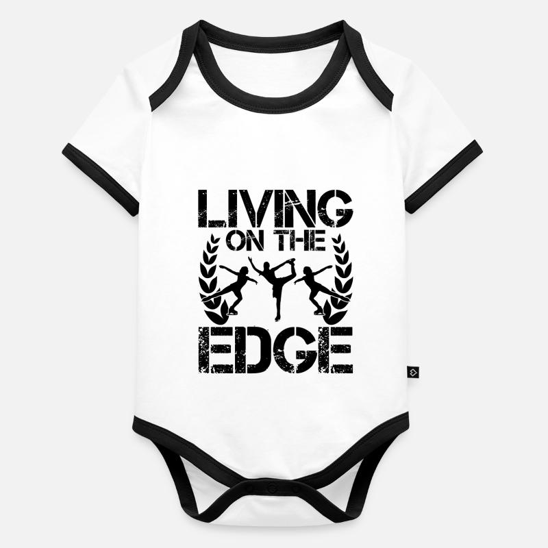 Living On The Edge Funny Ice Skating Organic Baby Contrasting Bodysuit