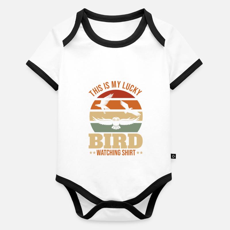 Glücklicher Vogel Baby Bio-Kurzarm-Kontrastbody