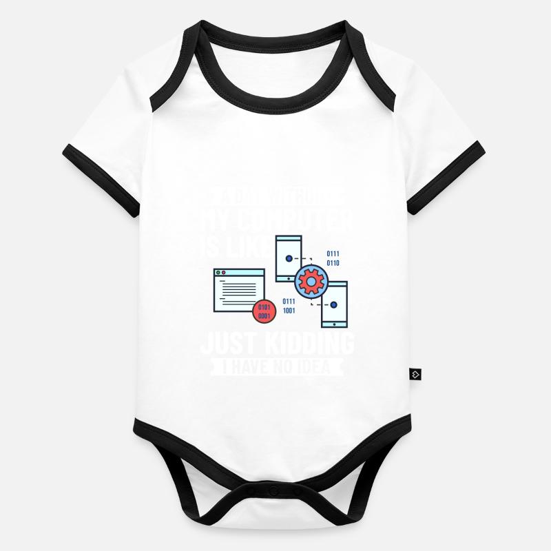 Programmeur Programmation Ordinateur Développeur Pc Body Bébé bio contrasté manches courtes
