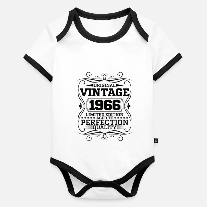 Vintage 1966 Édition Limitée Originale Body Bébé bio contrasté manches courtes