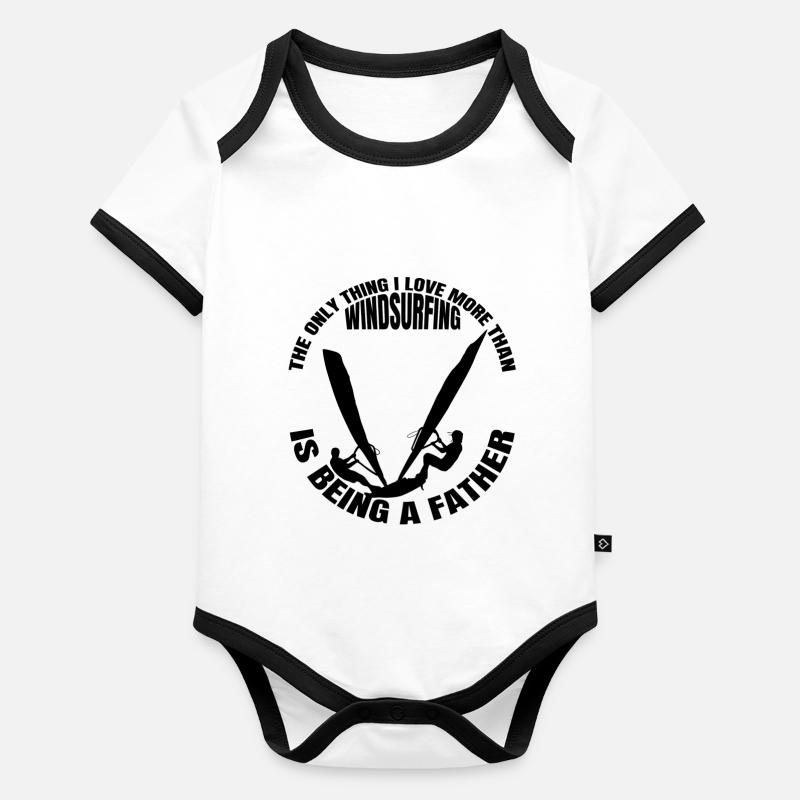Windsurfer Père Planche à voile Kitesurfer Papa Surf Body Bébé bio contrasté manches courtes