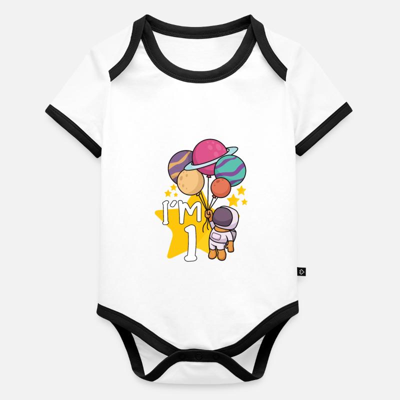 Astronaute Astronomie Système solaire Espace Enfants Body Bébé bio contrasté manches courtes