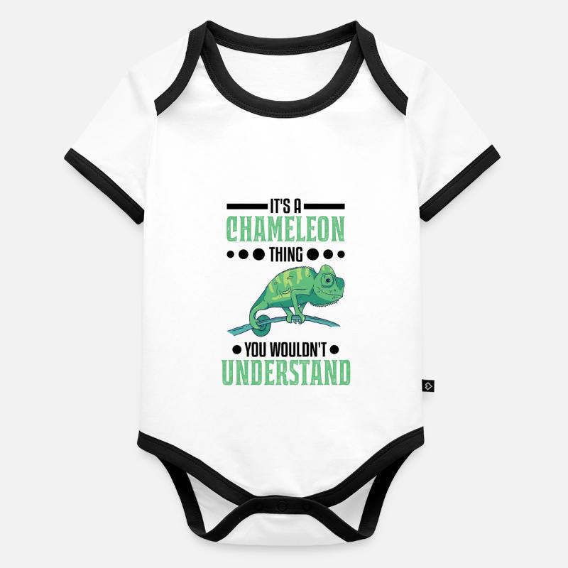 Chamäleon Ding Geschenk Chameleon Baby Bio-Kurzarm-Kontrastbody