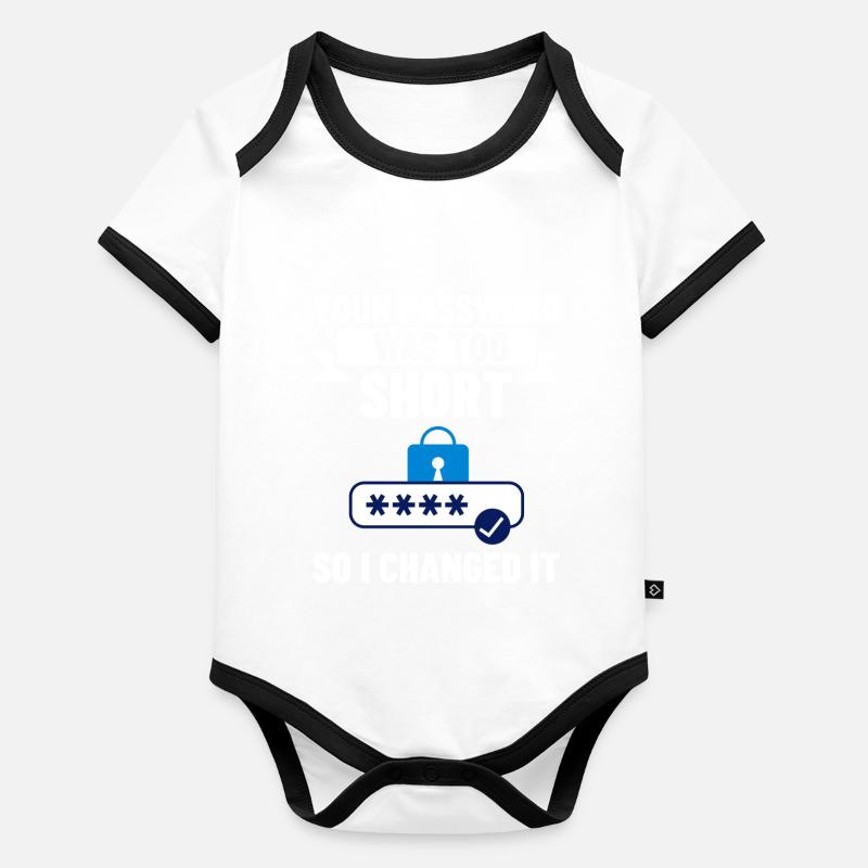 Mot de passe Pirate de sécurité Piratage informatique Body Bébé bio contrasté manches courtes