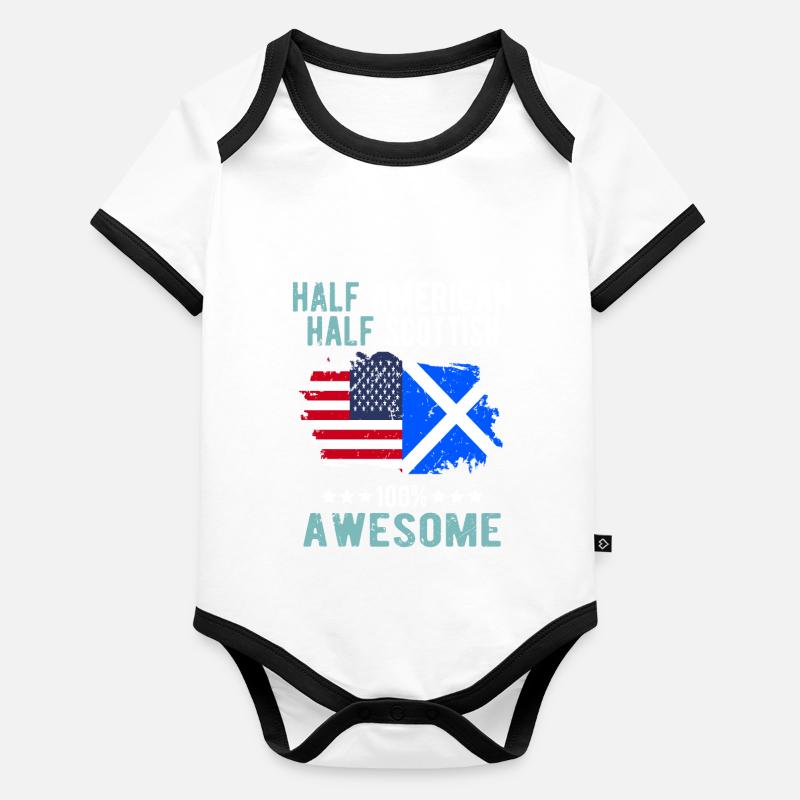 Half American Half Scotsman Organic Baby Contrasting Bodysuit