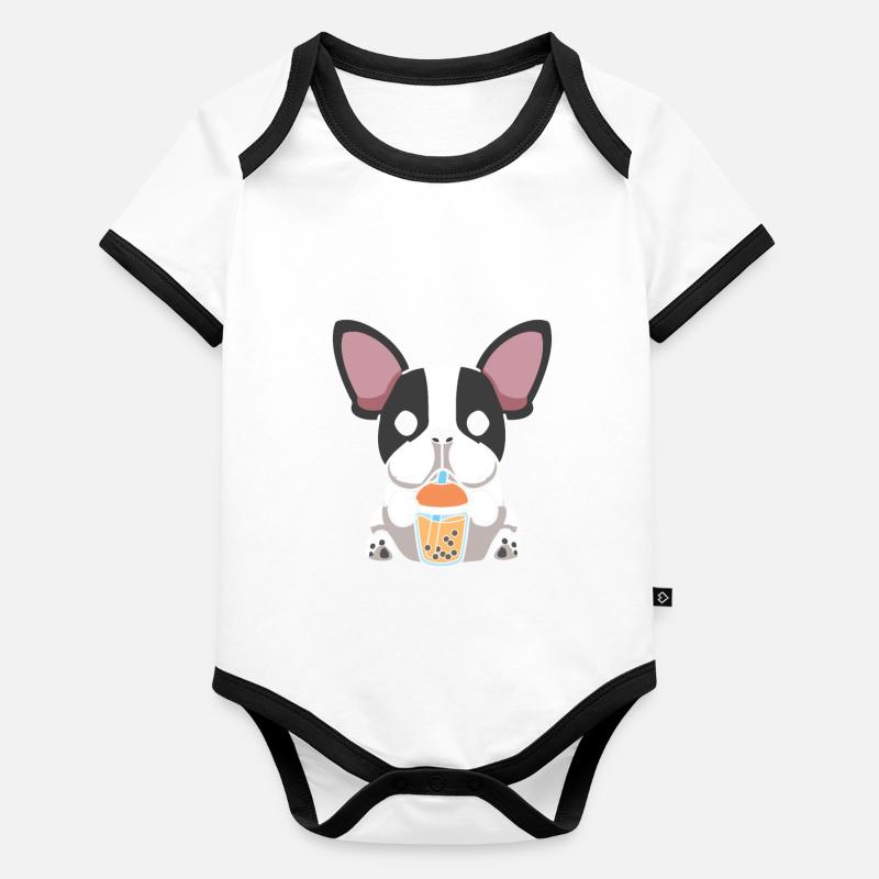 Bubble Milk Tea Bulldog drinks Boba tea Organic Baby Contrasting Bodysuit