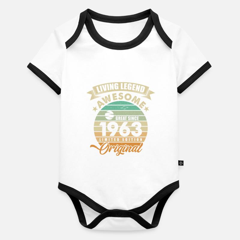 1963 Anniversaire Retro Orginal Body Bébé bio contrasté manches courtes