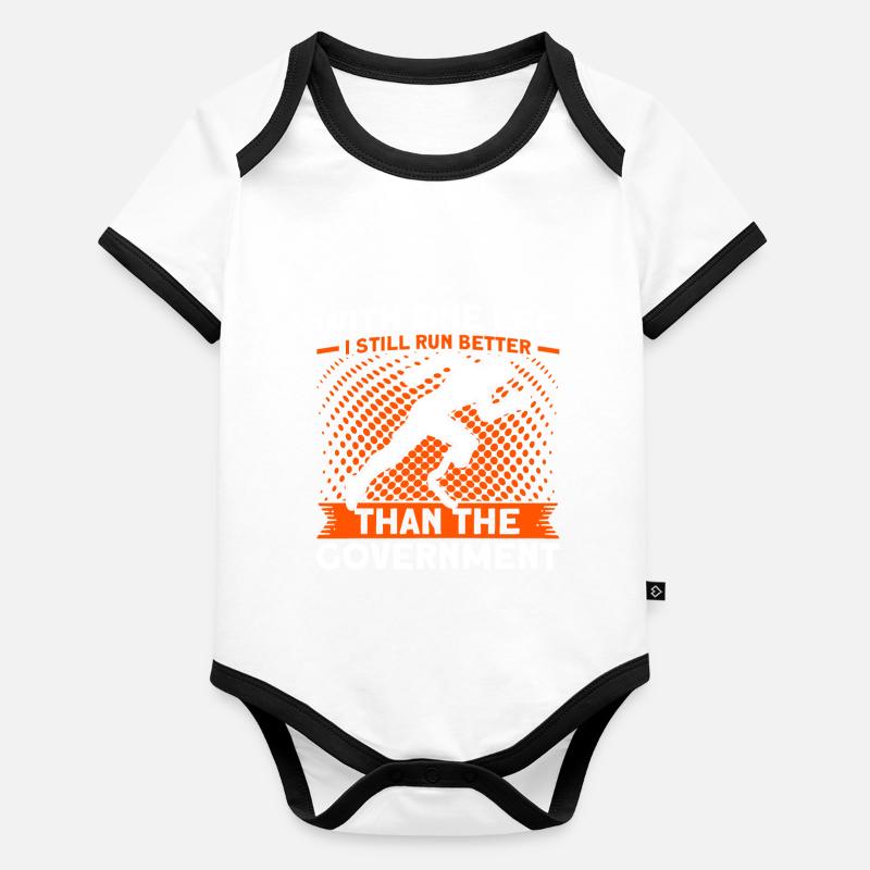 Handicap Amputé Amputation Prothèse Jambe Body Bébé bio contrasté manches courtes