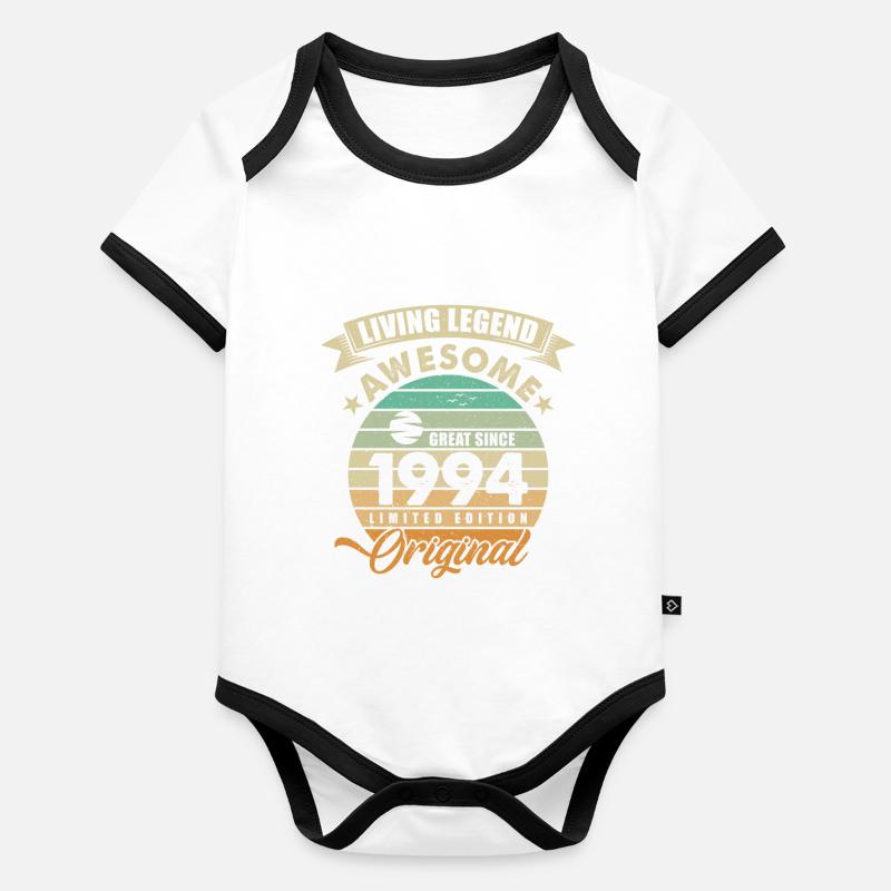 1994 Anniversaire Retro Orginal Body Bébé bio contrasté manches courtes