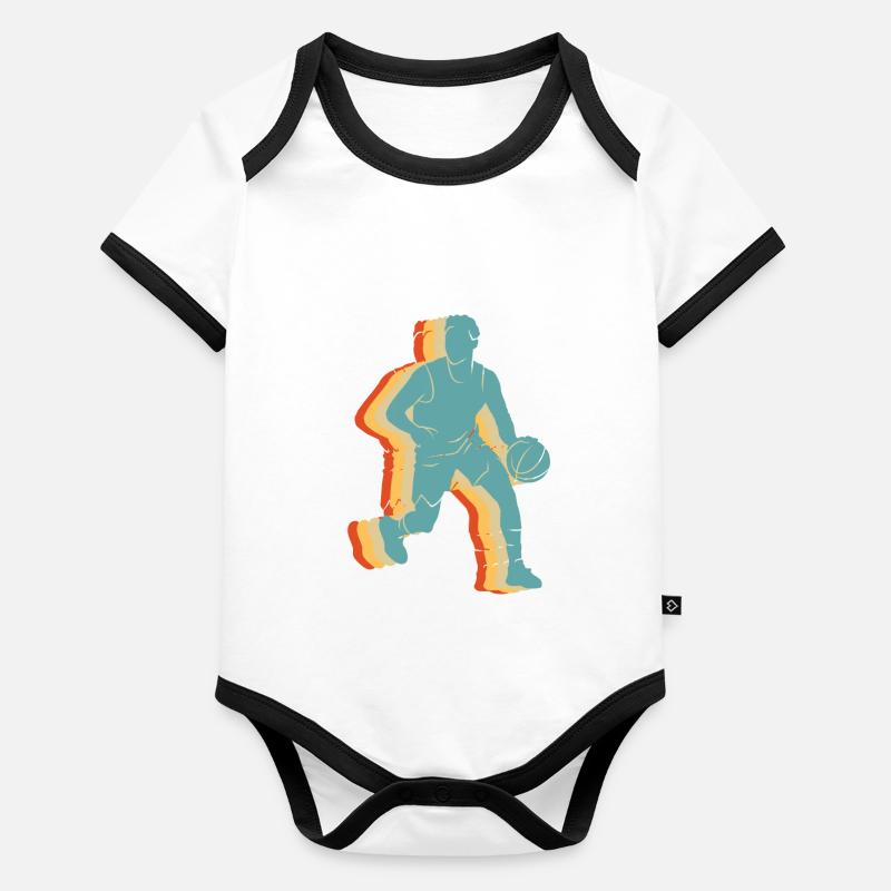 Basket vintage Body Bébé bio contrasté manches courtes