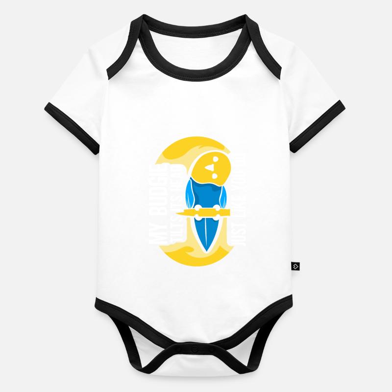 My budgie tilts its head just like you do Baby Bio-Kurzarm-Kontrastbody