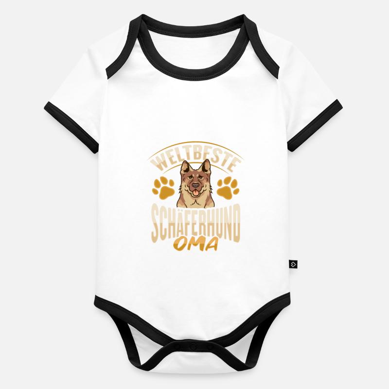 Weltbeste Schäferhund Oma Design Hundehalter Oma Baby Bio-Kurzarm-Kontrastbody