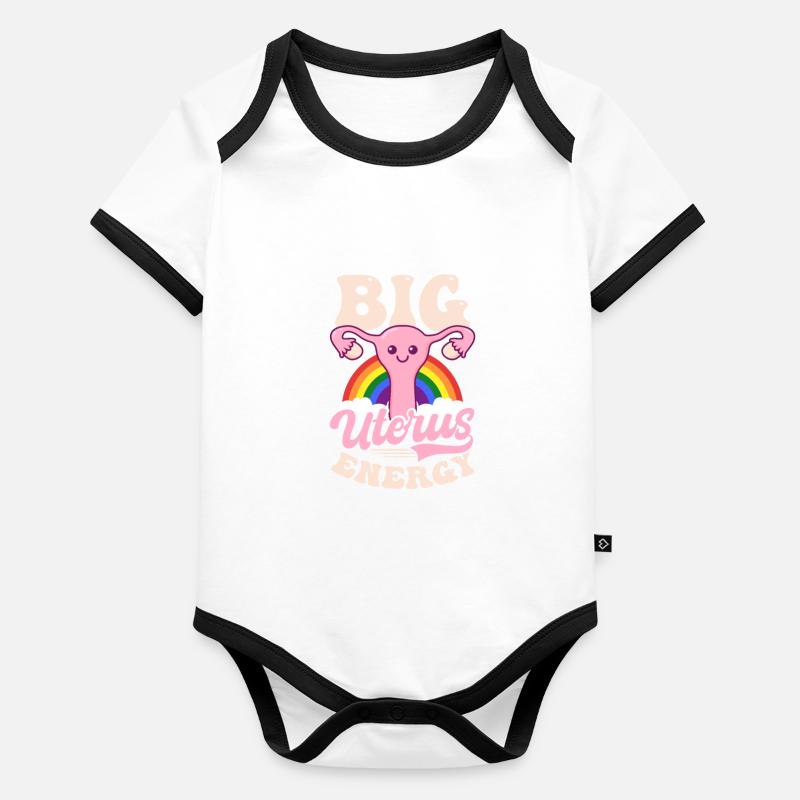 Roe v Wade Pro Choice Große Gebärmutter Energie Regenbogen Baby Bio-Kurzarm-Kontrastbody