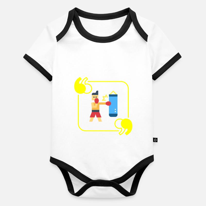 Boxe pixel - idee cadeau boxeur Body Bébé bio contrasté manches courtes