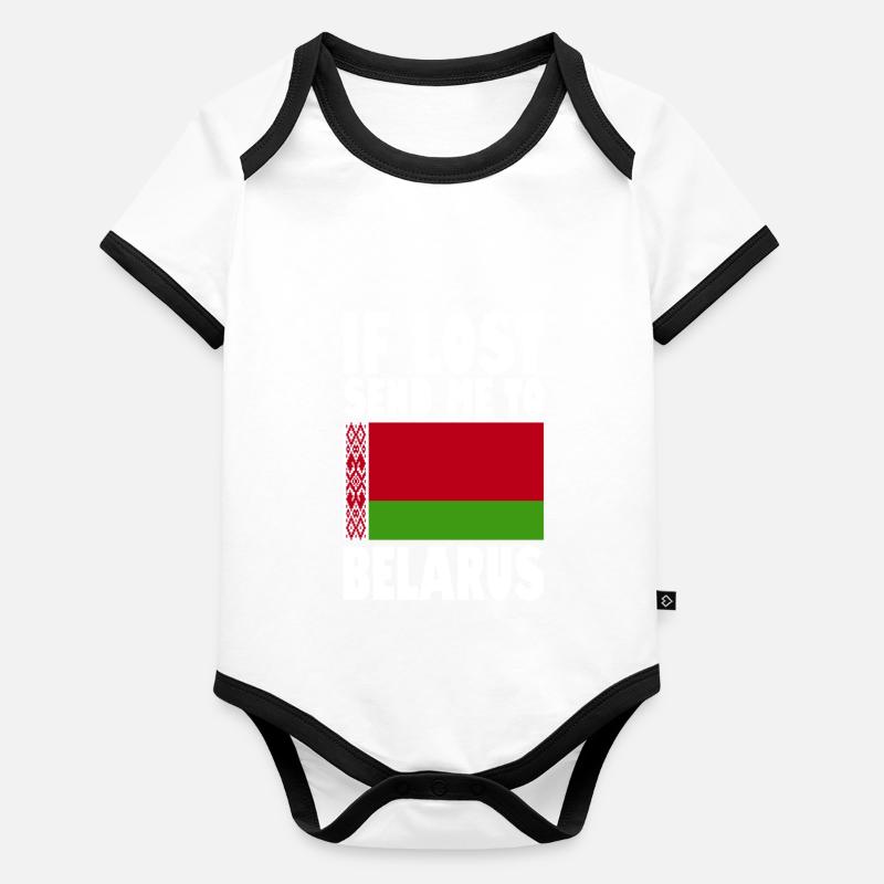 Slogan du drapeau de la Biélorussie Body Bébé bio contrasté manches courtes